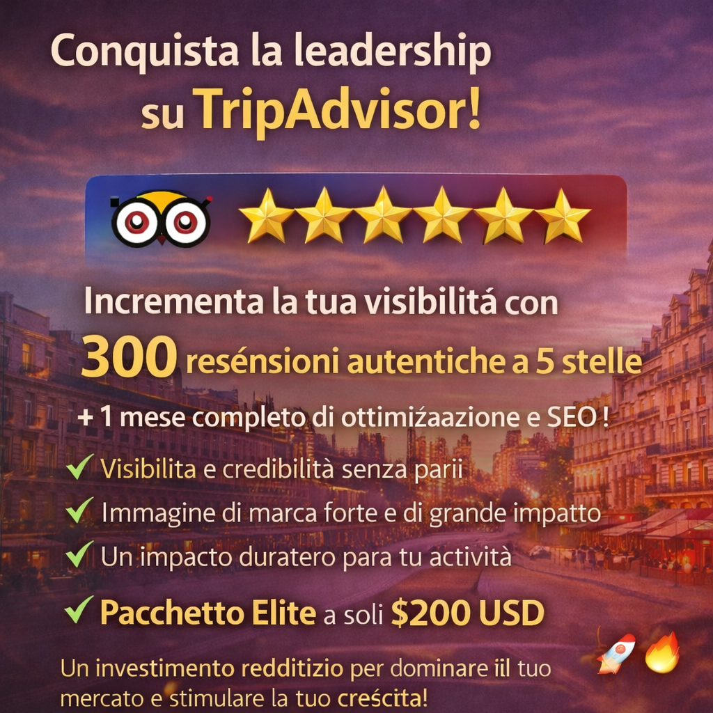 Creazione e Ottimizzazione Premium della tua Scheda TripAdvisor