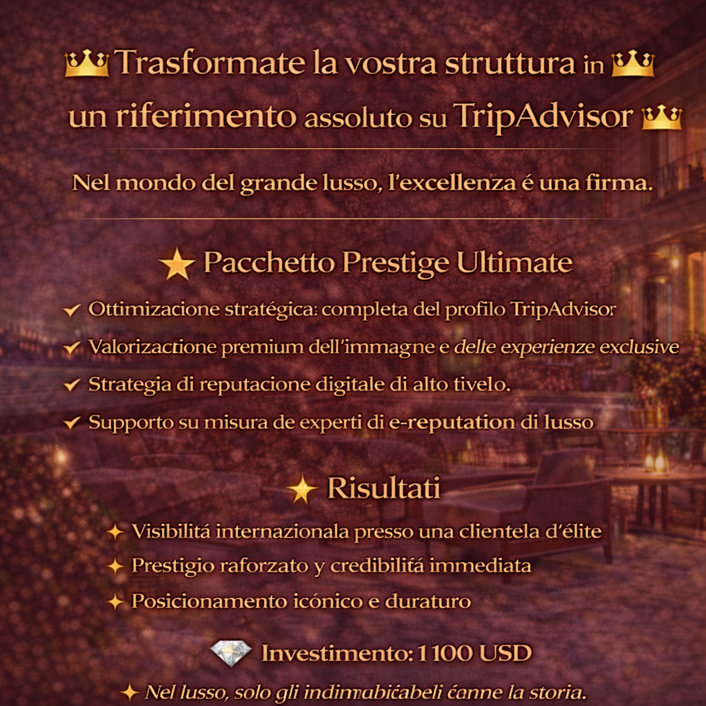 Trasformate la vostra struttura in un riferimento assoluto su TripAdvisor