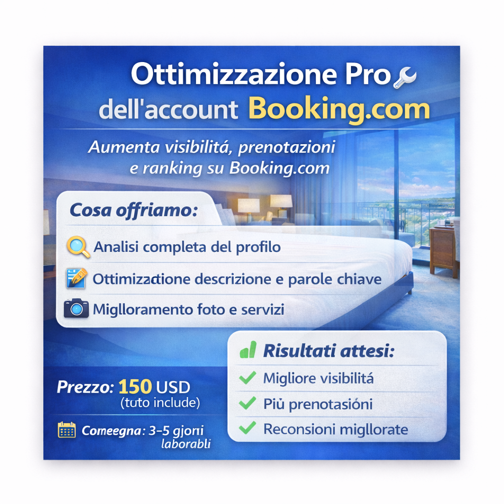 Ottimizzazione completa del tuo account Booking.com
