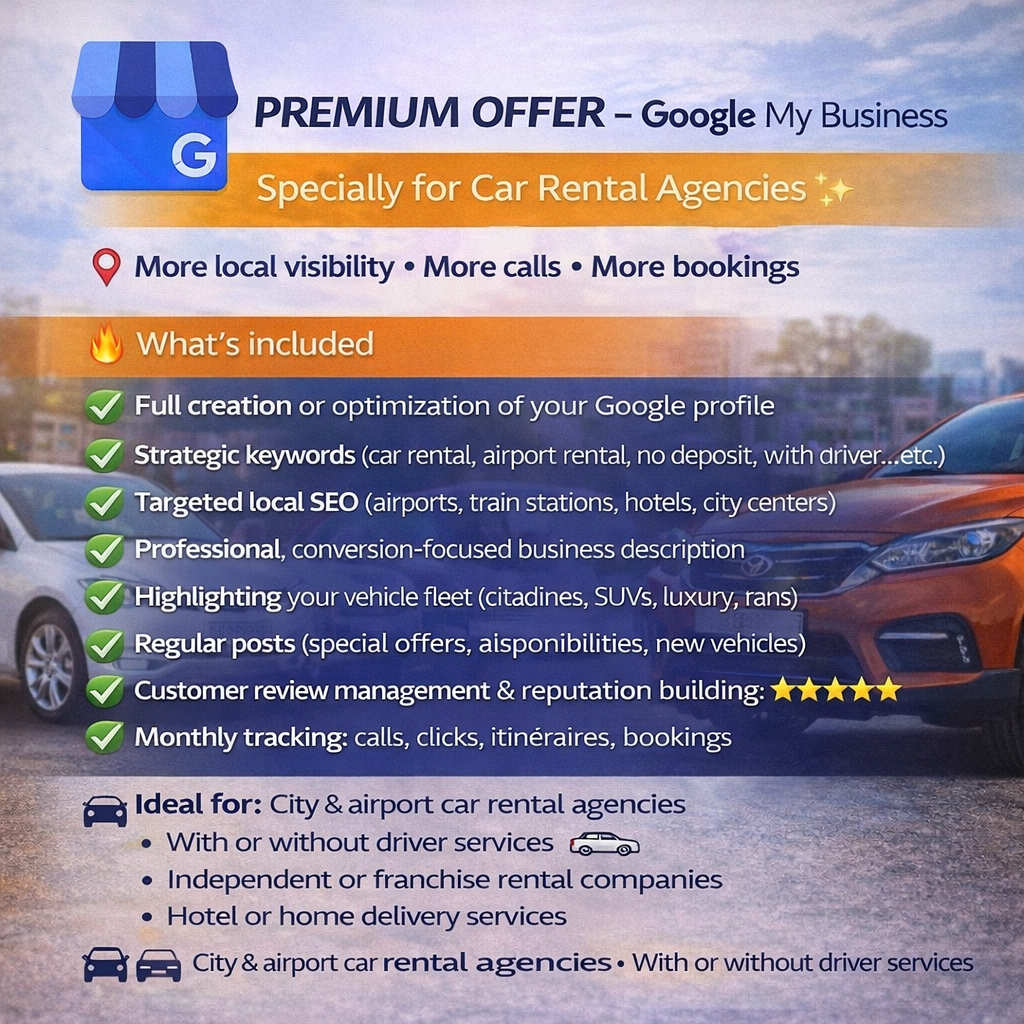 PREMIUM OFFER – Google My Business Specially for Car Rental Agencies