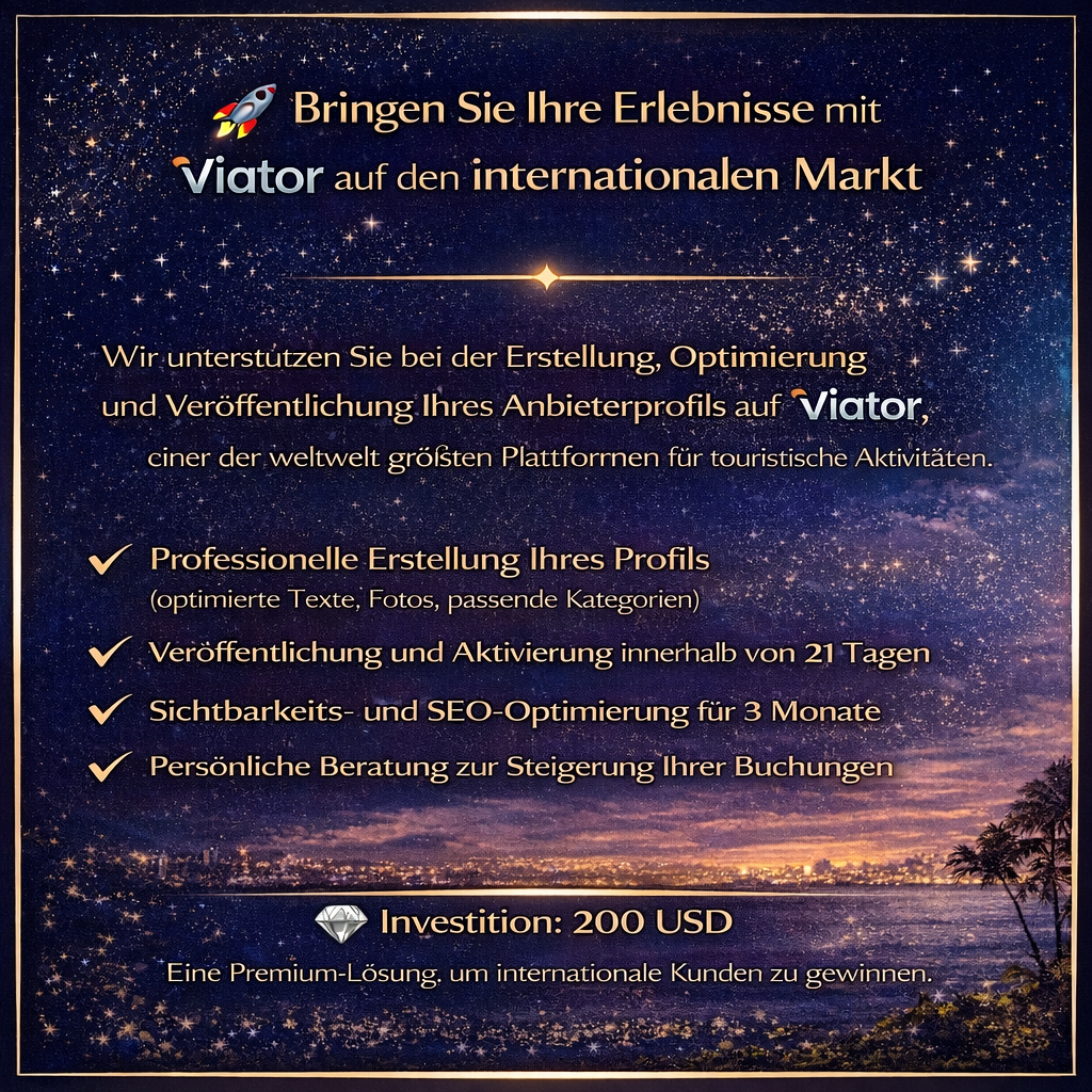 Bringen Sie Ihre Erlebnisse mit Viator auf den internationalen Markt