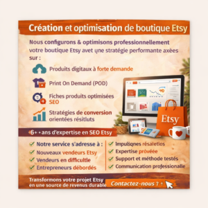 Création et optimisation de boutique Etsy