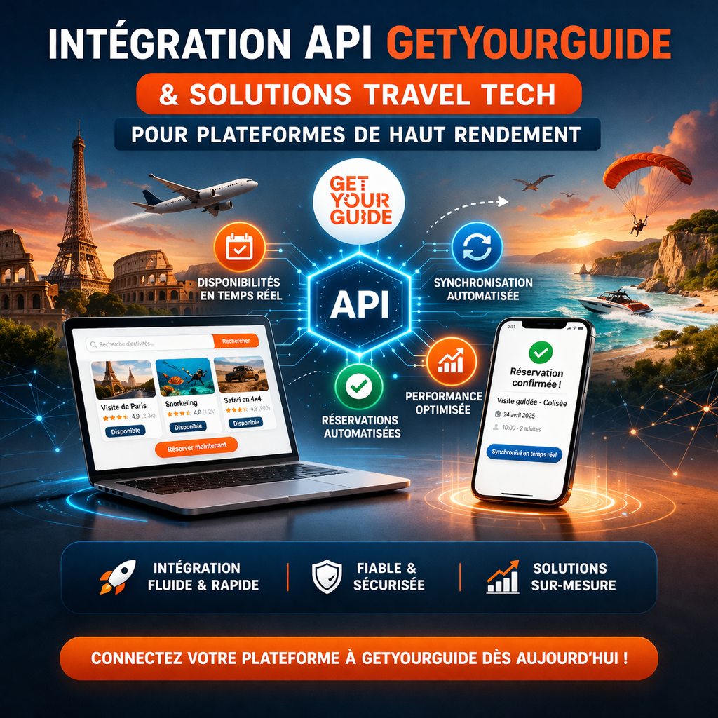 Intégration API GetYourGuide & solutions Travel Tech pour plateformes performantes