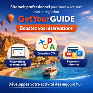 Site web professionnel pour tours activités avec intégration GetYourGuide