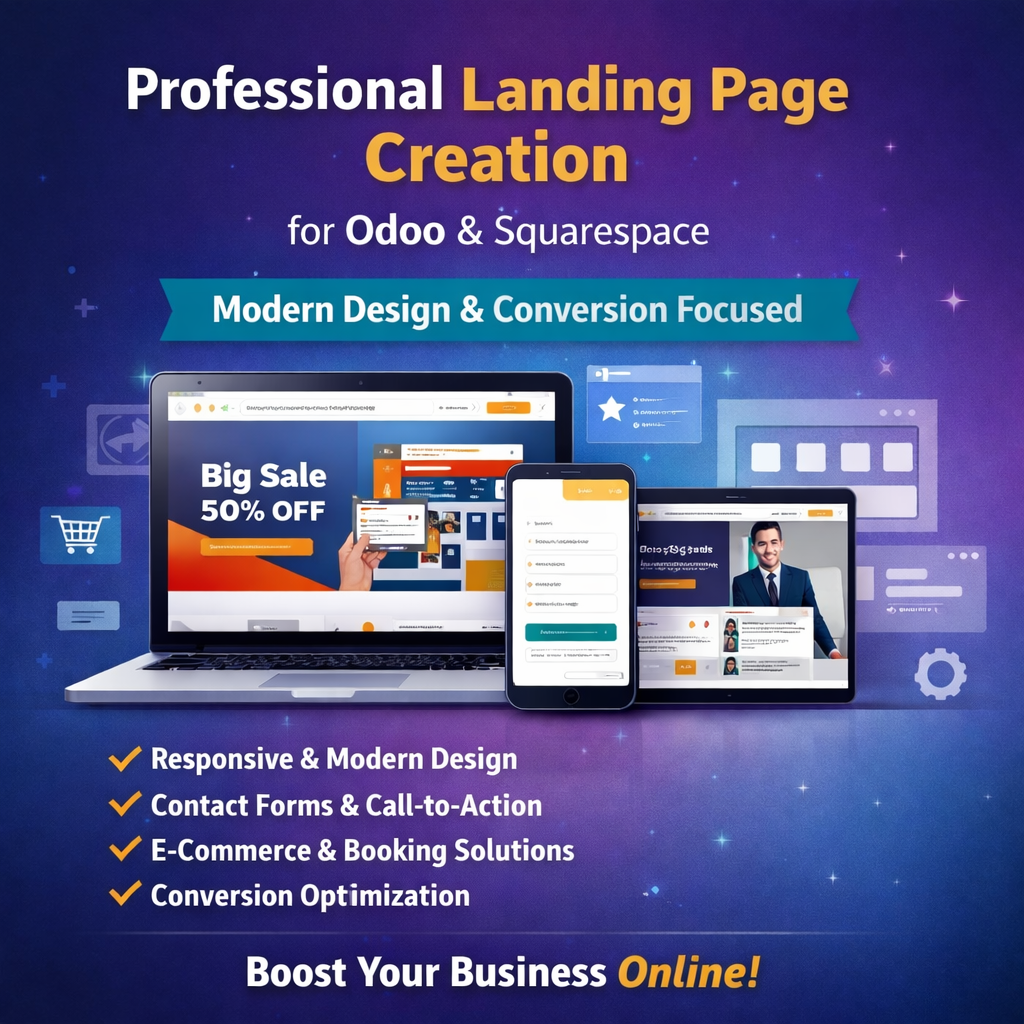 Professional Landing Page Design on Odoo & Squarespace