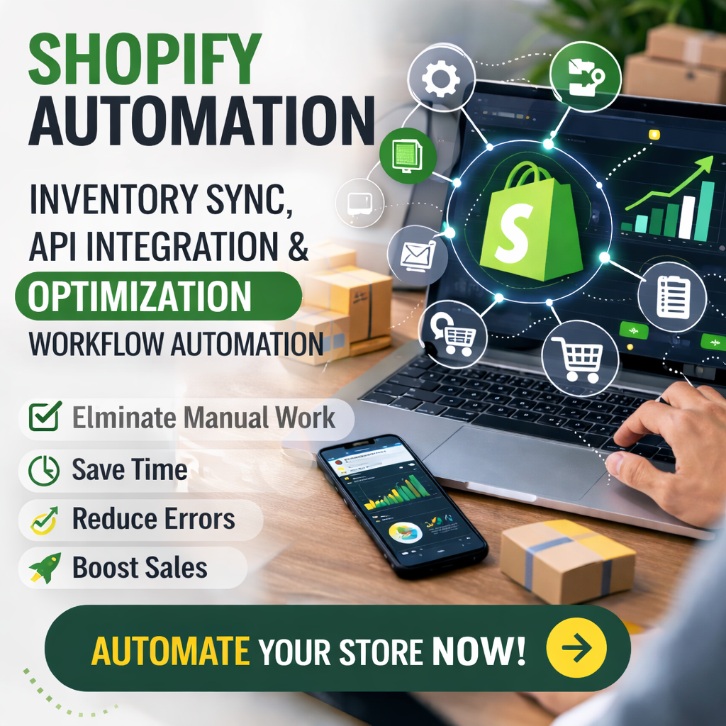 Shopify Automation Services for Inventory Sync, API Integration, and Workflow Optimization