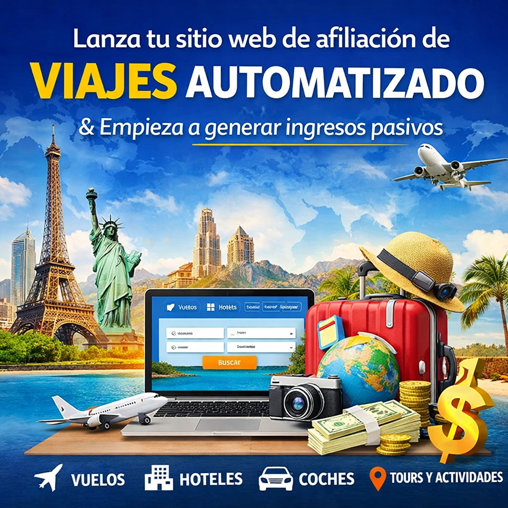Lanza tu sitio web de afiliación de viajes automatizado y genera ingresos pasivos