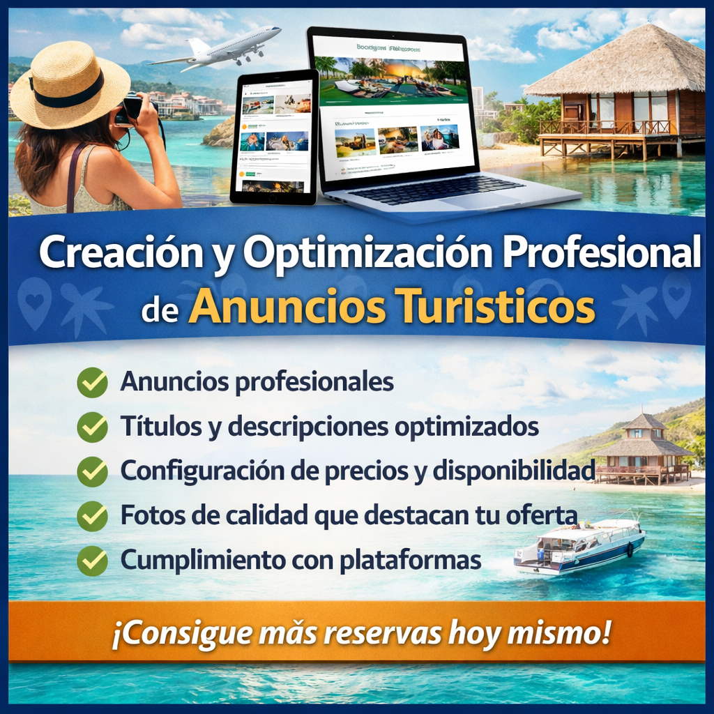 Aumenta tus reservas con anuncios turísticos profesionales y optimizados