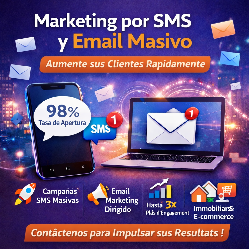 Servicios de Marketing por SMS y Email Masivo para Aumentar sus Clientes