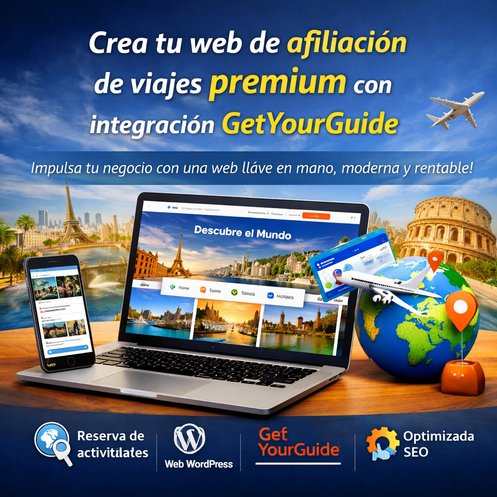 Crea tu web de afiliación de viajes premium con integración GetYourGuide
